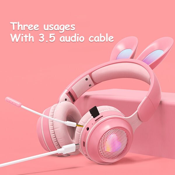 Rabbit Ear Headphones Wireless Luminous Extendable Wheat Headphones - Image 6