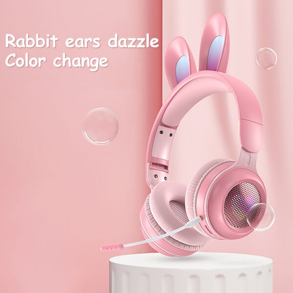 Rabbit Ear Headphones Wireless Luminous Extendable Wheat Headphones - Image 4